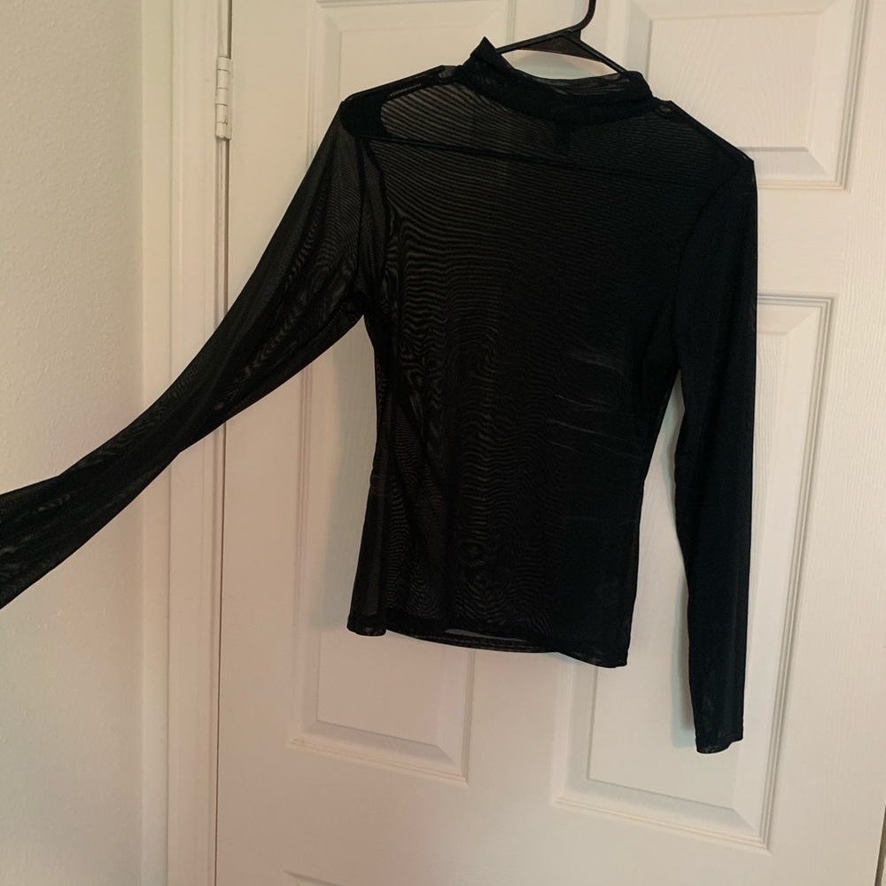 Sheer mock neck top